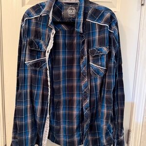 BKE Navy and Blue Checkered Shirt